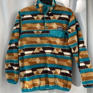 Patagonia Synchilla Turquoise and Brown Fleece